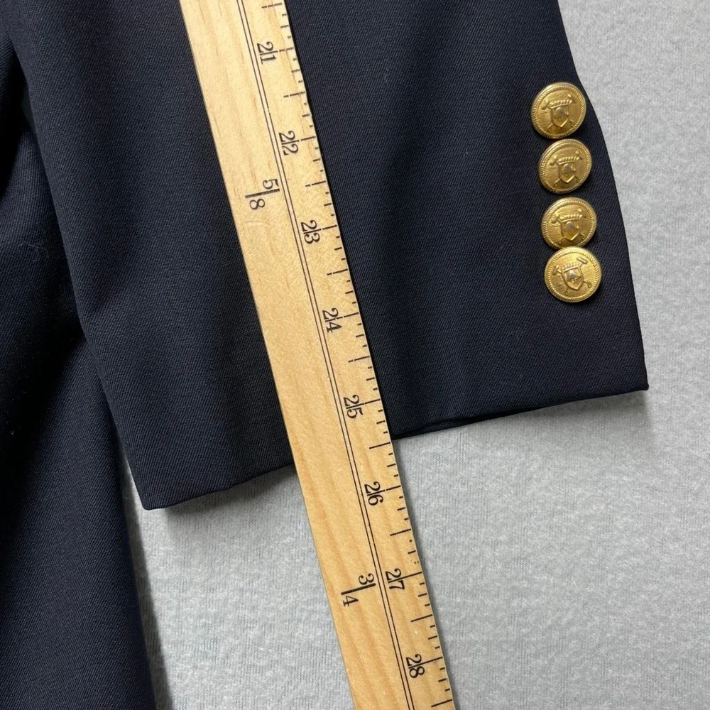 Ralph Lauren Blazer Men 42R Gold Button Sport Coat Suit Jacket Wool‎ NavyBlue